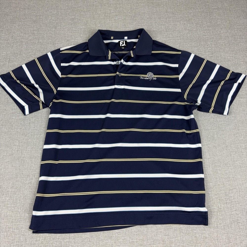 FootJoy Golf Polo Shirt Mens L Blue Striped Turnberry Isle Short Sleeve